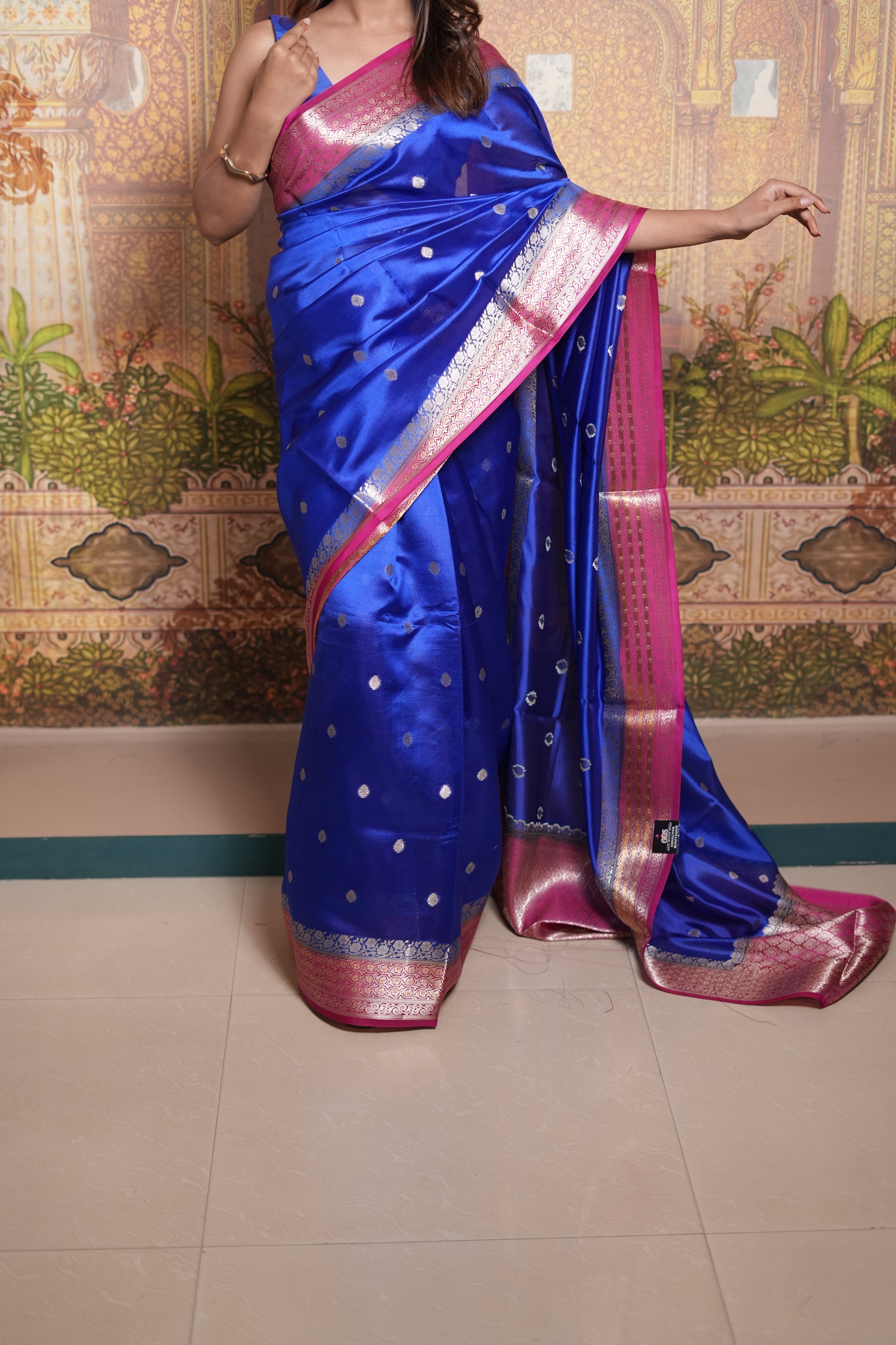 Electric Sapphire & Magenta Heritage Silk Saree